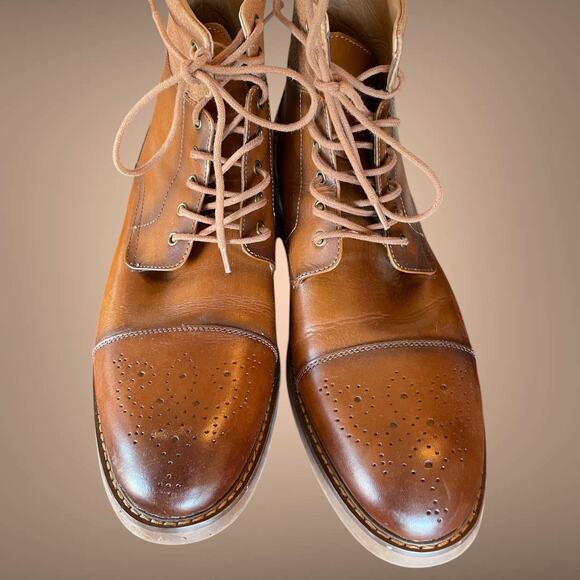 Men\'s LA MILANO Alan II Cognac Leather Lace Up Boots One Repairable Flaw main image 10